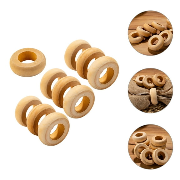 NUOLUX 10Pcs Reusable Napkin Rings Wooden Ring Shape for Rustic