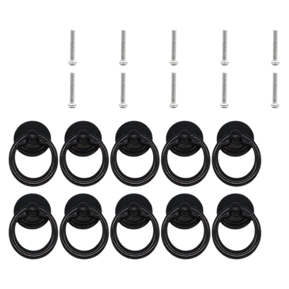 Toyandona 10Pcs Black Round Cabinet Knobs for Home Use Zinc Alloy Durable Kitchen Drawer Pulls