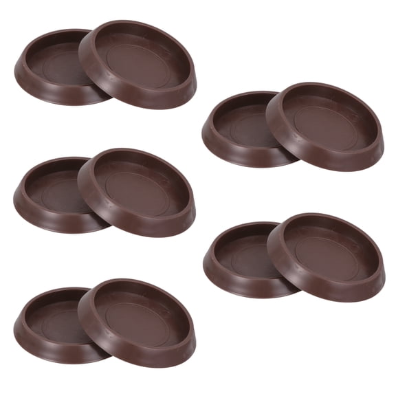 NUOLUX 10-Pack Furniture Caster Cups and Wheel Grippers Floor Protectors for Hardwood and Carpet Floors, Coffee Color