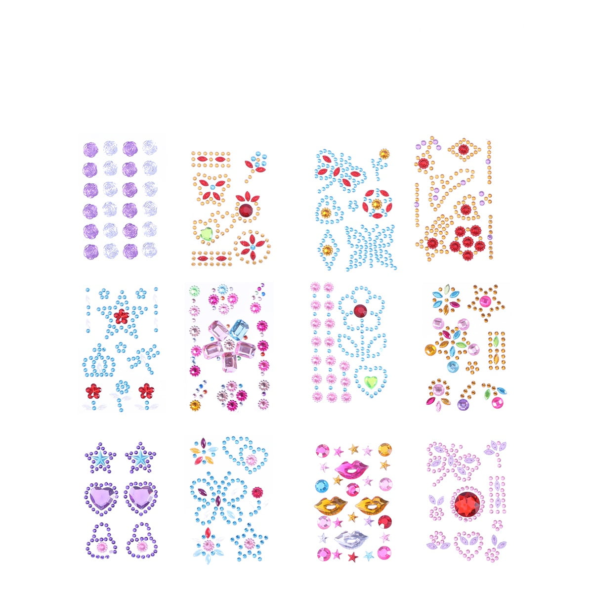 NUOLUX 12 Sheets of Stick on Gems Stickers Selfadhesive Glitter Craft