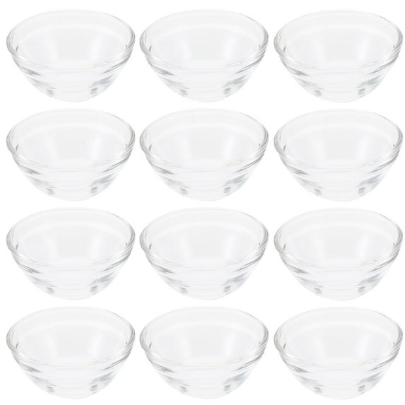 NUOLUX 12Pcs Glass Soup Bowls Transparent Round Simple Design High Temperature Resistance Everyday