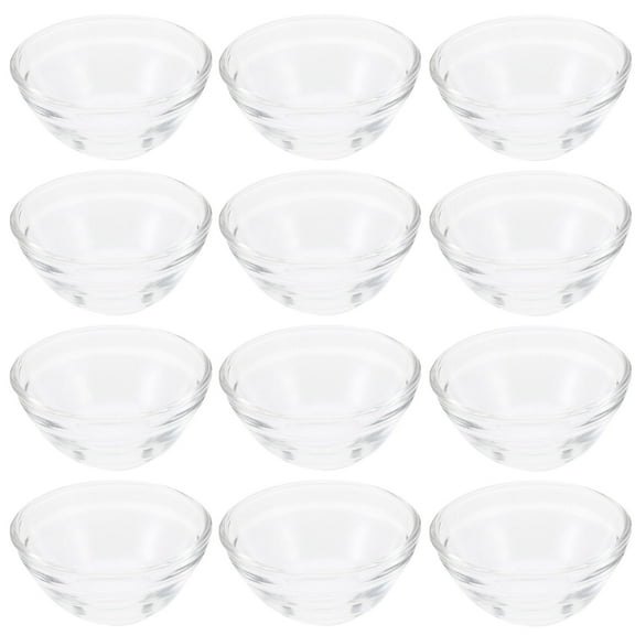 NUOLUX 12Pcs Glass Soup Bowls Transparent Round Simple Design High Temperature Resistance Everyday
