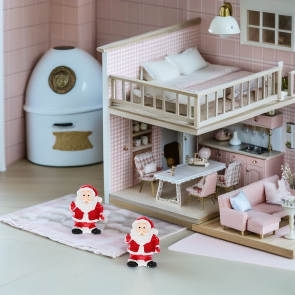 NUOLUX 12-Pack Christmas Mini Santa Claus Figurines Red Resin Holiday Decorations for and Home