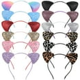 NUOLUX 12pcs Cat Ear Headbands Shiny Cat Ear Hair Hoops Doublesided
