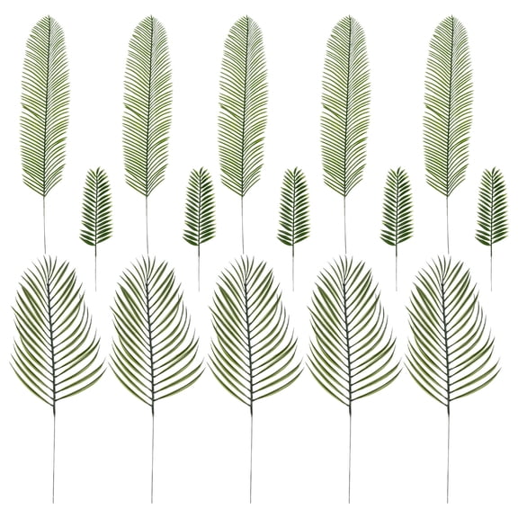 NUOLUX 15Pcs Artificial Leaves Plants Fake Leaf Greenery Tropical Palm Tree Leaves