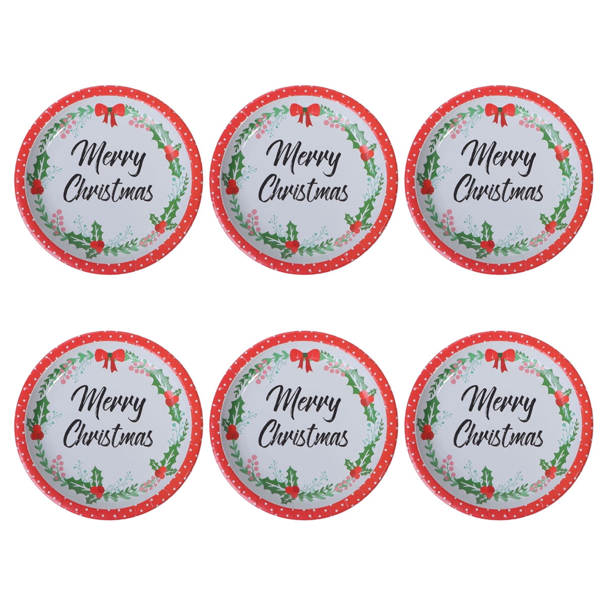 NUOLUX 16pcs Merry Christmas Dinner Plates Disposable Plates Paper