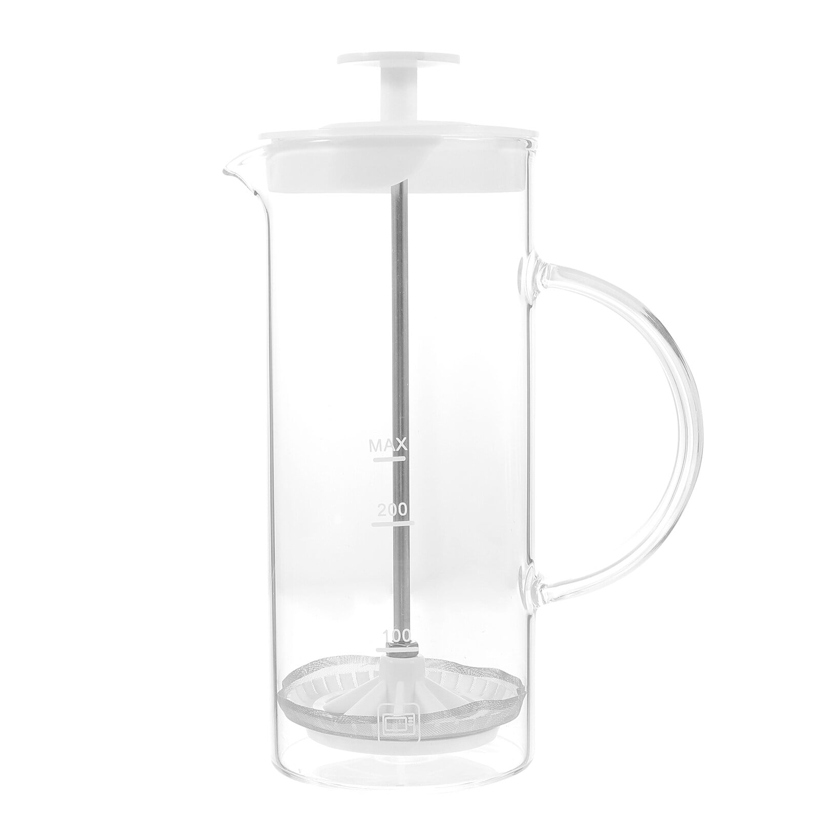 NUOLUX 1PC Manual Milk Bubbler Glass Coffee Pot Coffee Milk Bubbler