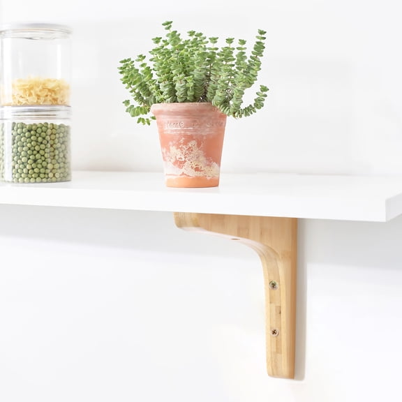 Toyandona Floating Shelf Holder Bamboo Bracket Wall Mount Support with Polished Surface for Kitchen Bathroom
