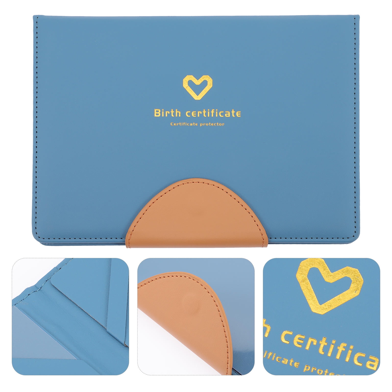 NUOLUX 1Pack Birth Certificate Case in Blue Artificial Leather for Baby ...