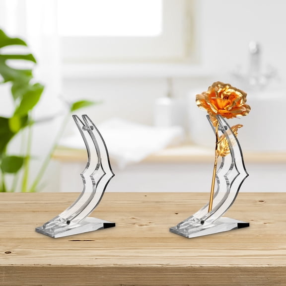NUOLUX 1 Acrylic Rose Flower Stem Holder, Non-Skid Stable Display Stand Base for Tabletop Floral Arrangement Decor