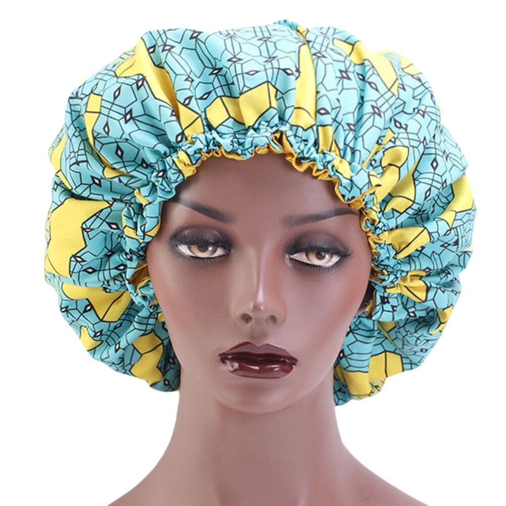 NUOLUX 1Pc African Night Sleep Hat Double Layer Satin Round Two