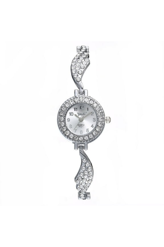 Women's Fashion Rhinestone Wing Bangle Quartz Watch Stylish Elegant Timepiece