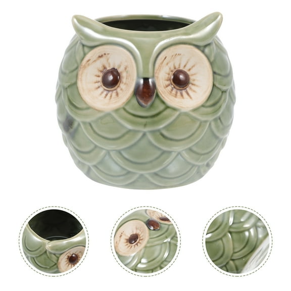 NUOLUX 1Pc Green Ceramic Owl Shaped Cup For Barware Party Tabletop Decoration
