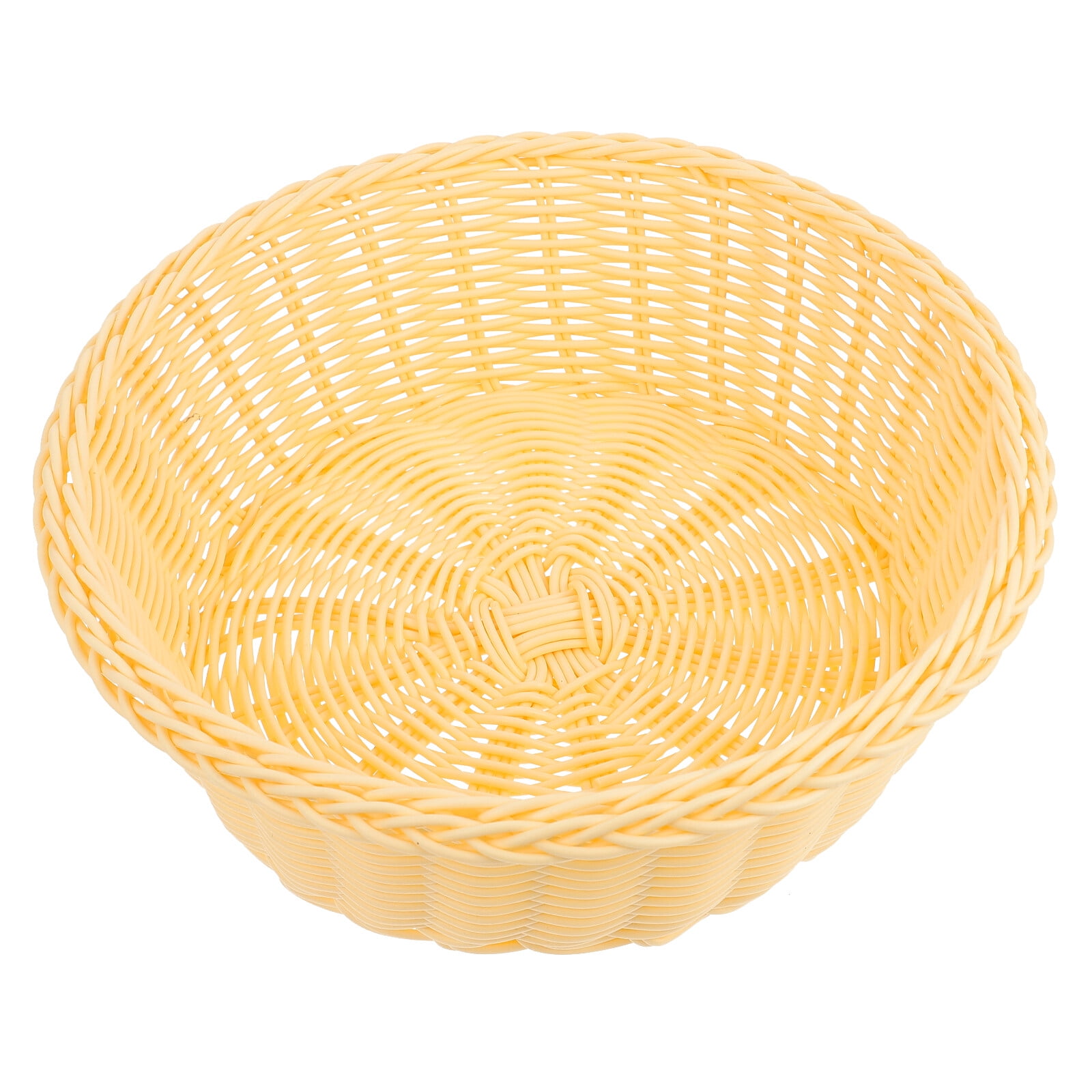 NUOLUX 1Pc Plastic Basket Imitated Rattan Woven Basket Bread Food Storage Container