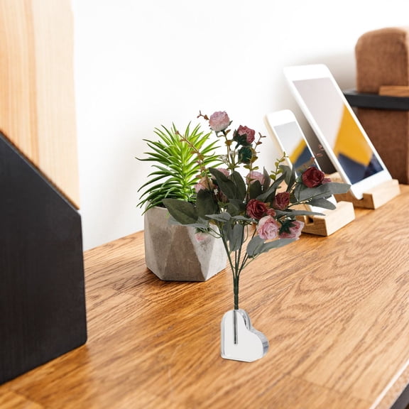 NUOLUX 1Pc Rose Holder Heart Shape Acrylic Flower Display Stand for Party Home Decoration