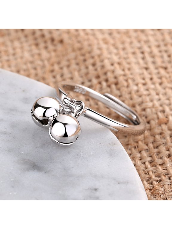 1Pcs Dangling Ball Bell Ring Copper Decorative Rings for Women Open