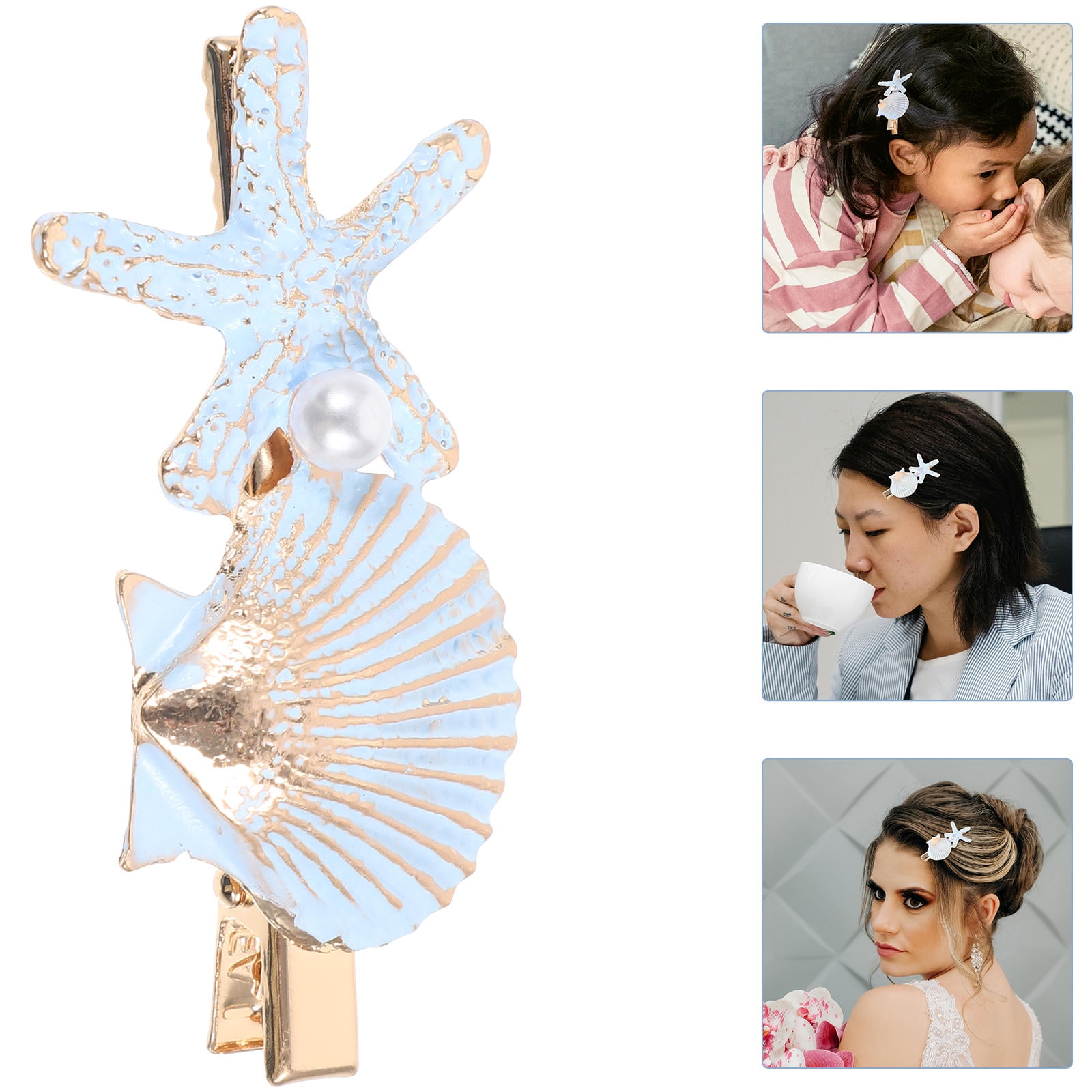 Shell Basec Clips NUOLUX 1Pcs Hair Clips for Women in Sky-Blue with Shell Shape and ...