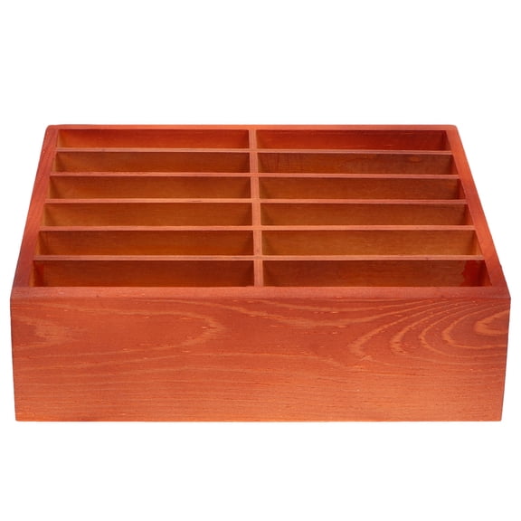 NUOLUX Chocolate Wood Phone Display Box with 12 Grid Storage Organizer