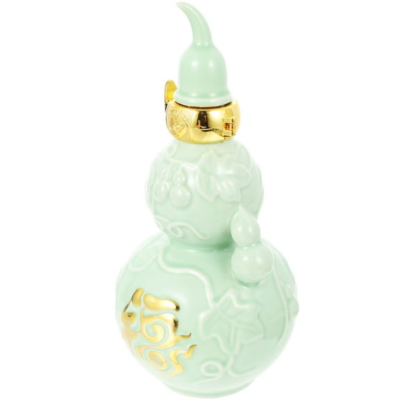 NUOLUX 1Set Light Green Ceramic Gourd Wine Jug for Household .65X3.93X3.93in