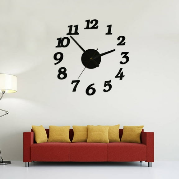 Toyandona Water Resistant Black Silent Wall Clock with Self Adhesive Numbers for Doors Walls and Closets