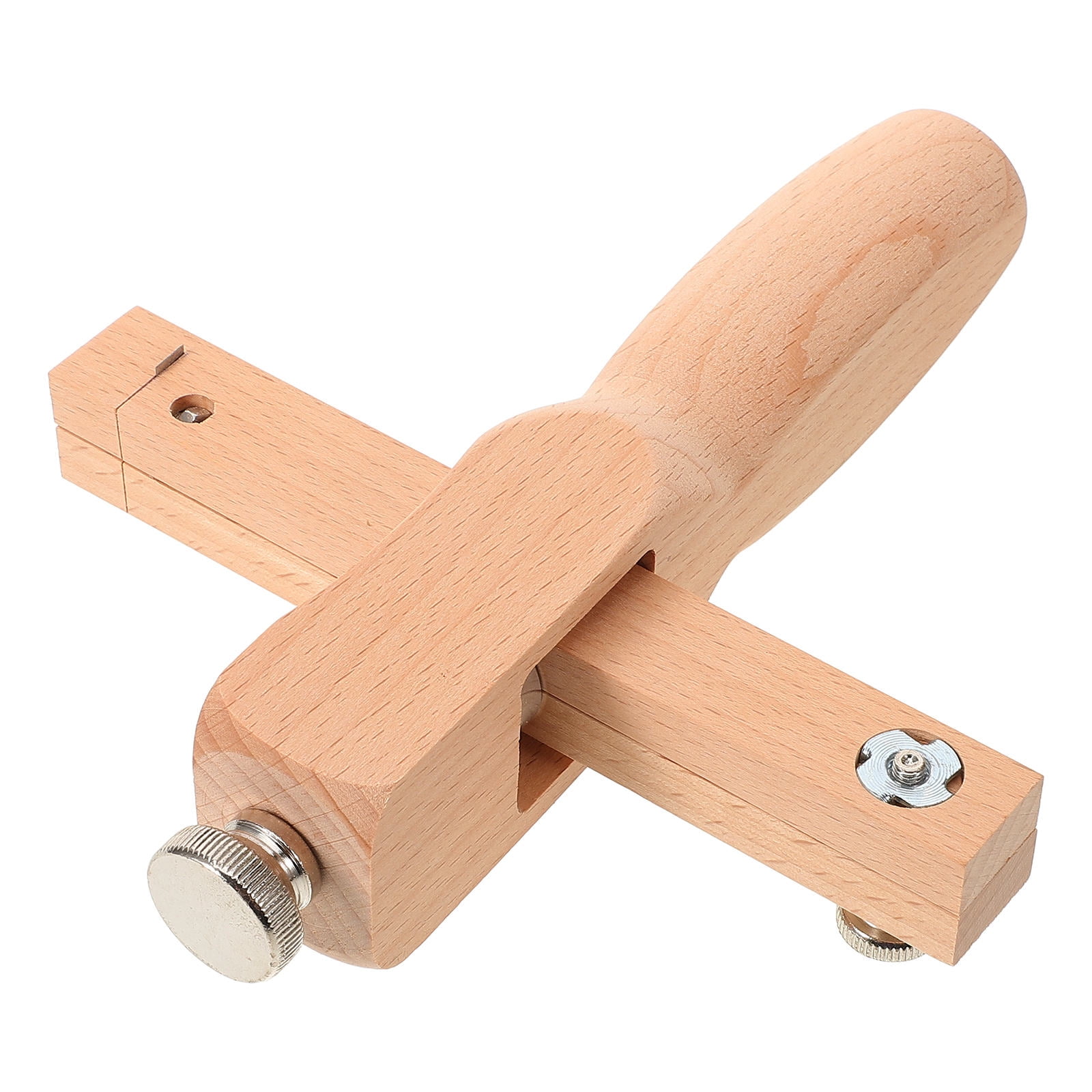 NUOLUX Beige Wooden Strap Cutter Adjustable Hand Cutting Tool for DIY Leathercraft