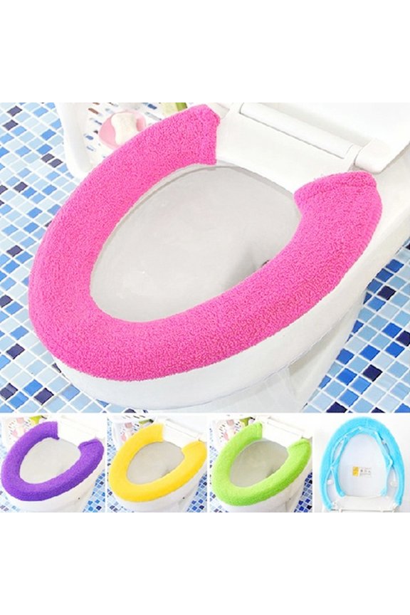 Thicken Toilet Seat Cover Plastic Button Moisture Proof for Winter Use 1Set