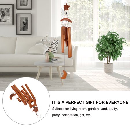 NUOLUX 1pc Natural Bamboo Wind Bell Five-pointed Star Wind Chime Hanging Decoration