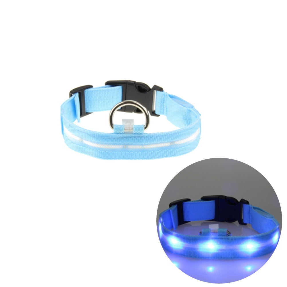 NUOLUX 2.5CM Nylon Pet Dog Collar Night Safety LED Lightup Flashing Glow in the Dark Lighted