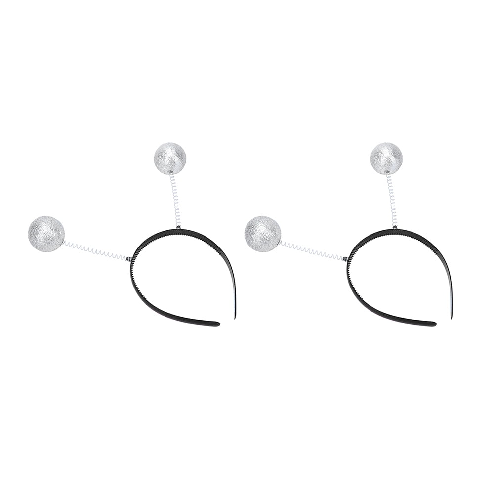 NUOLUX 2 Pcs Glitter Ball Headbands Silver Ball Head Boppers Portable