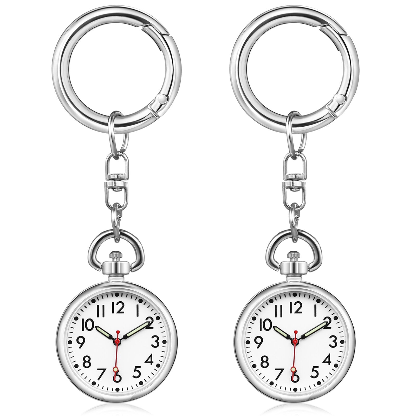 NUOLUX 2 Pcs Nurse Watches Luminous Pocket Watches Creative Keychain