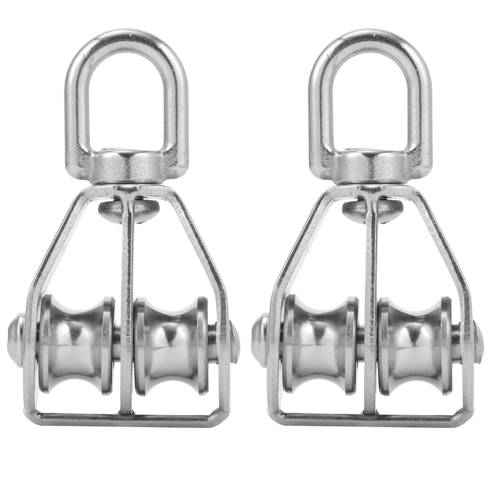 NUOLUX 2 Pcs Pulley Block Double Swivel Pulley Roller Stainless Steel ...