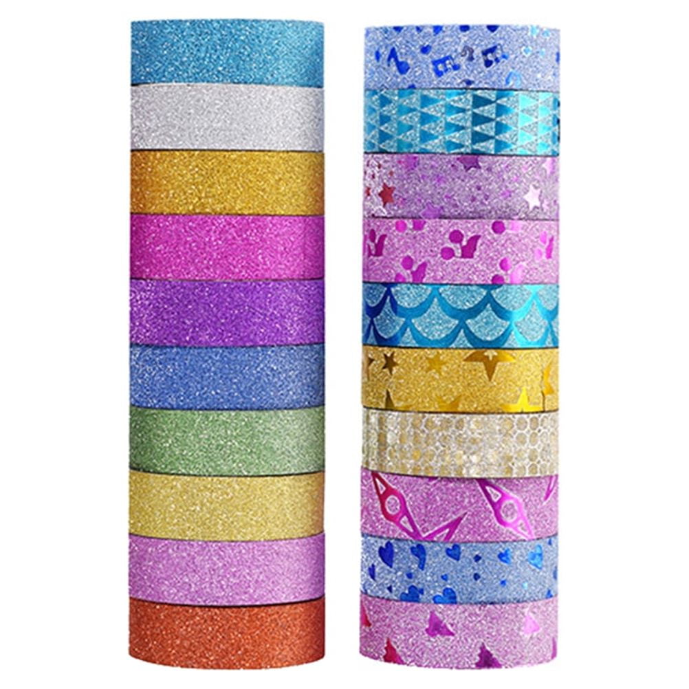 NUOLUX 20 Rolls Glitter Tape Stickers Paper Adhesive Tapes DIY