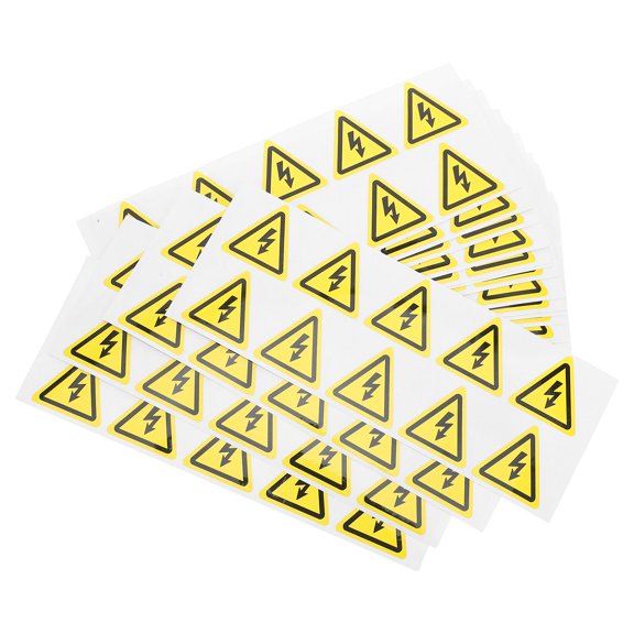 NUOLUX Electric Warning Stickers Yellow Clear Print Waterproof Easy Peel and Stick for Malls 200Pcs