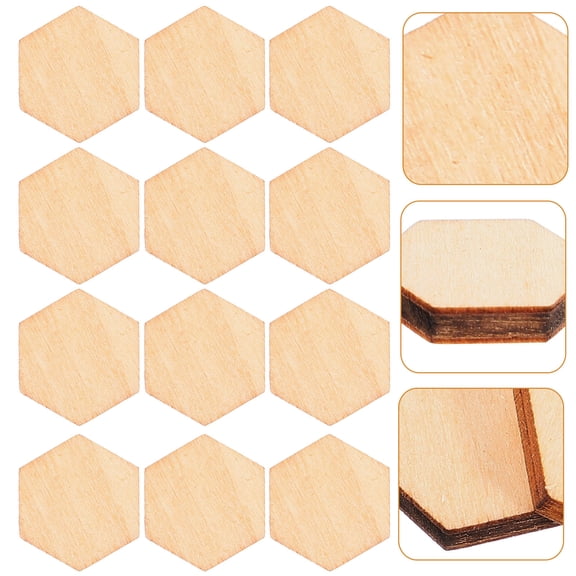 NUOLUX 200 Pieces Hexagon Wooden Shapes for Crafts, Decorations, Holiday Parties, New Year Celebrations and Projects