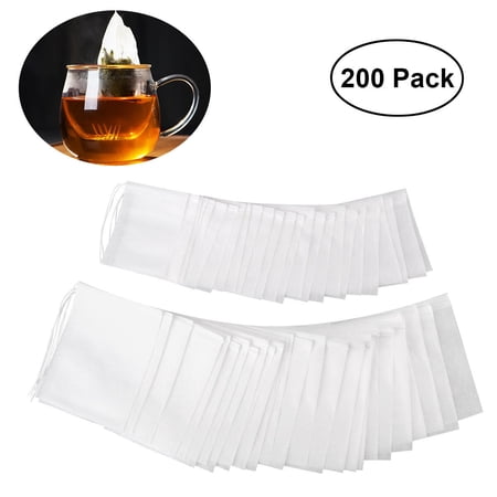 NUOLUX 200pcs Drawstring Tea Bag Empty Tea Pouch Bags for Loose Leaf Tea Powder (White)