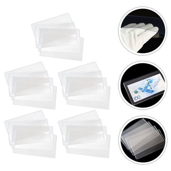 NUOLUX 20-Pack Banknote Storage Bags for Collectors, 7.86 x 4.68 Inches, Clear PVC Sleeves with Simple Design
