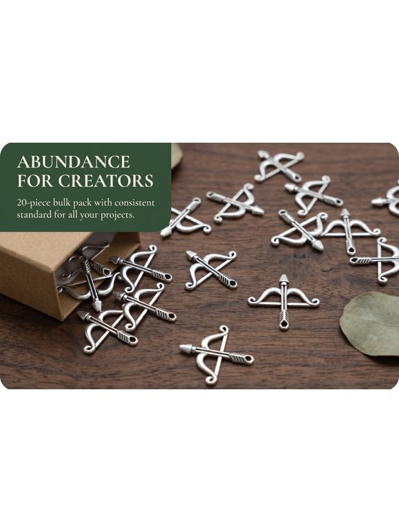 20Pcs Durable Plated Silver Alloy Bow Arrow Charm Pendant for Necklace Bracelet Jewelry