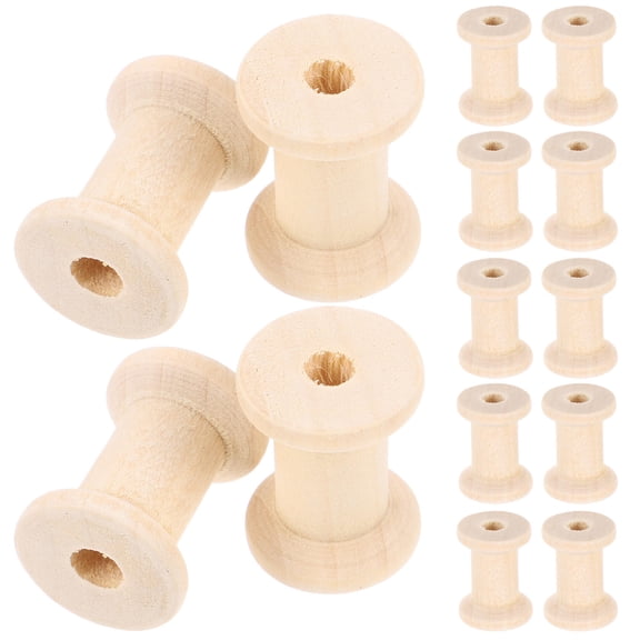 NUOLUX 20-Pack Wooden Thread Spools for Artists and Crafters, Empty Beige Sewing Spools for Projects