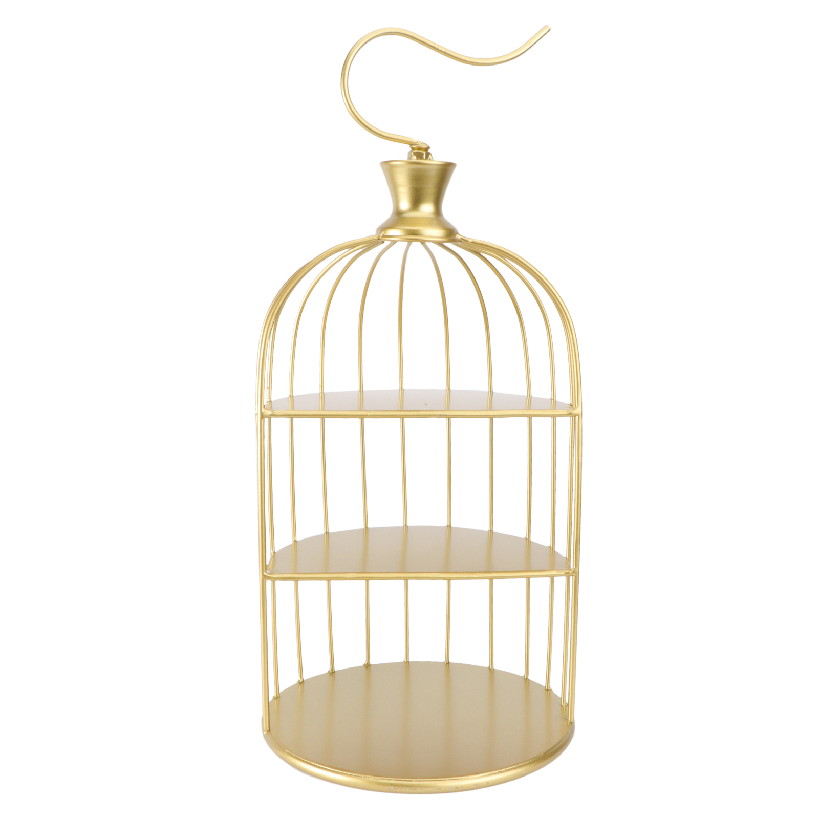 NUOLUX 20cm Wrought Iron Bird Cage Shaped Dessert Display Stand Table Decoration Multi-layer Cake Rack Snack Holder Metal Rack Banquet Supplies (Golden)