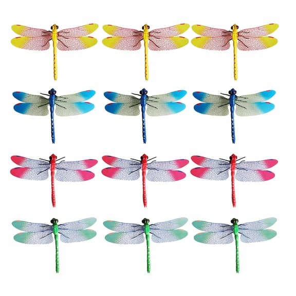 Tineasur 20pcs Colorful Dragonfly Decorations Set, PP Plastic Craft Supplies for Projects and Home Decoration