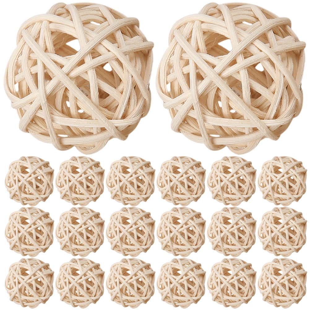 NUOLUX 20pcs Natural Wicker Rattan Balls Vase Fillers Rattan Balls for