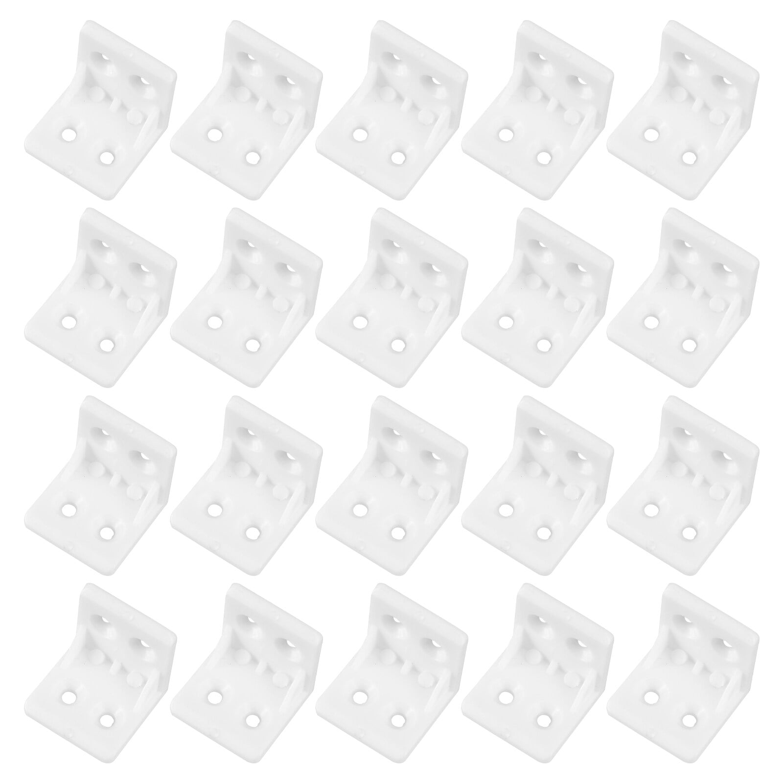 NUOLUX 20pcs Plastic Brackets L Shape Right Angle Brackets Braces with