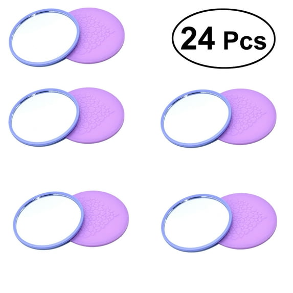 NUOLUX 24Pcs Mini Pocket Compact Portable Mirror Round Mirror Looking Glass Makeup Tools (Random Color and Pattern)