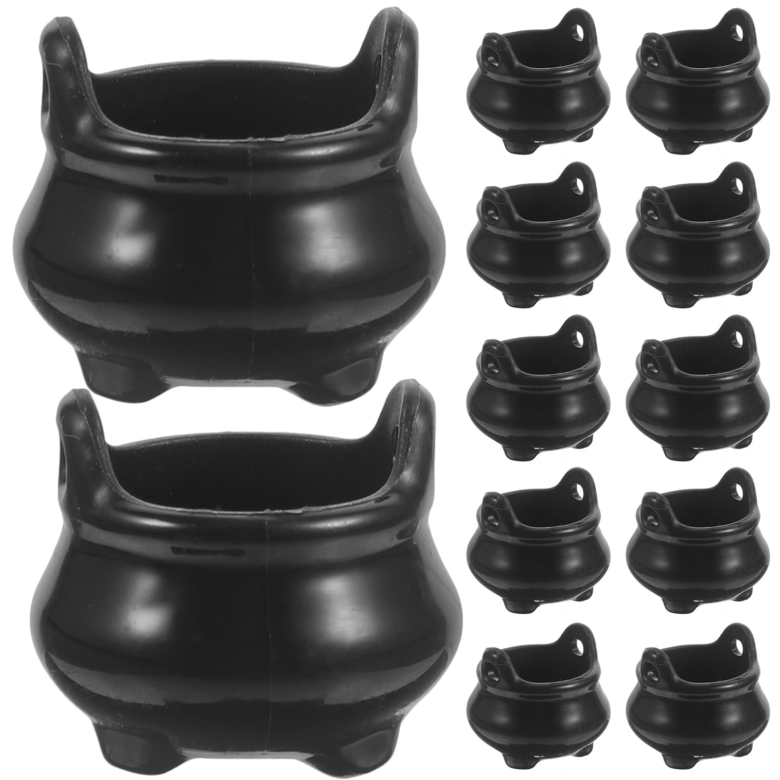 NUOLUX 24pcs Plastic Mini Cauldron Witch Pot  Halloween Micro Landscape Doll House Decoration