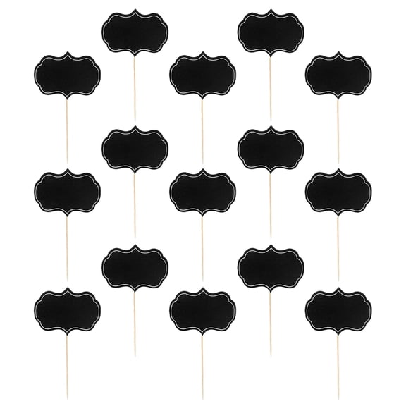 NUOLUX 24pcs Rectangular Chalkboard Sign Picks Cheese Markers Black Wood Photo Props Parties