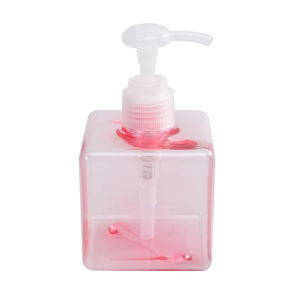 NUOLUX 250ml 8.4oz Empty Refillable Plastic Square Pump Bottle Jar for Liquid Lotion Soap Dispenser Cosmetic Makeup Shampoo Container (Transparent Pink)