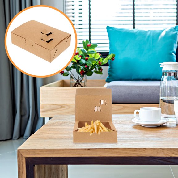 Toyandona 25Pcs Khaki Kraft Paper Sushi Packing Containers Portable Food Storage Boxes