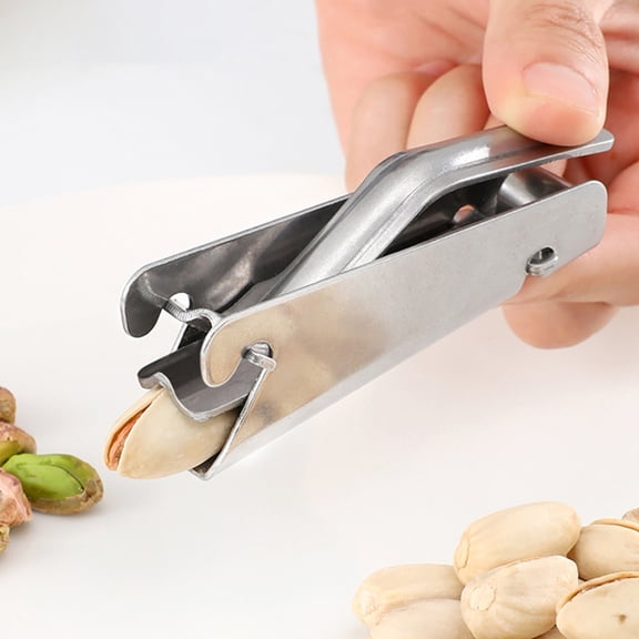 Toyandona 2Pcs Plated Silver Stainless Steel Nutcracker Plier Practical Pine Nut Peanut Sheller for Easy Use