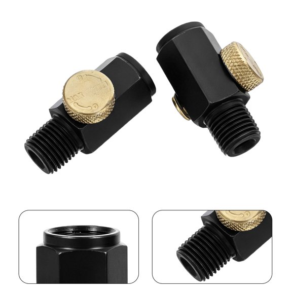 NUOLUX 2Pcs Air Tool Regulator Valve with Adjustable Flow Control for Spray Gun and Pneumatic Tools Black