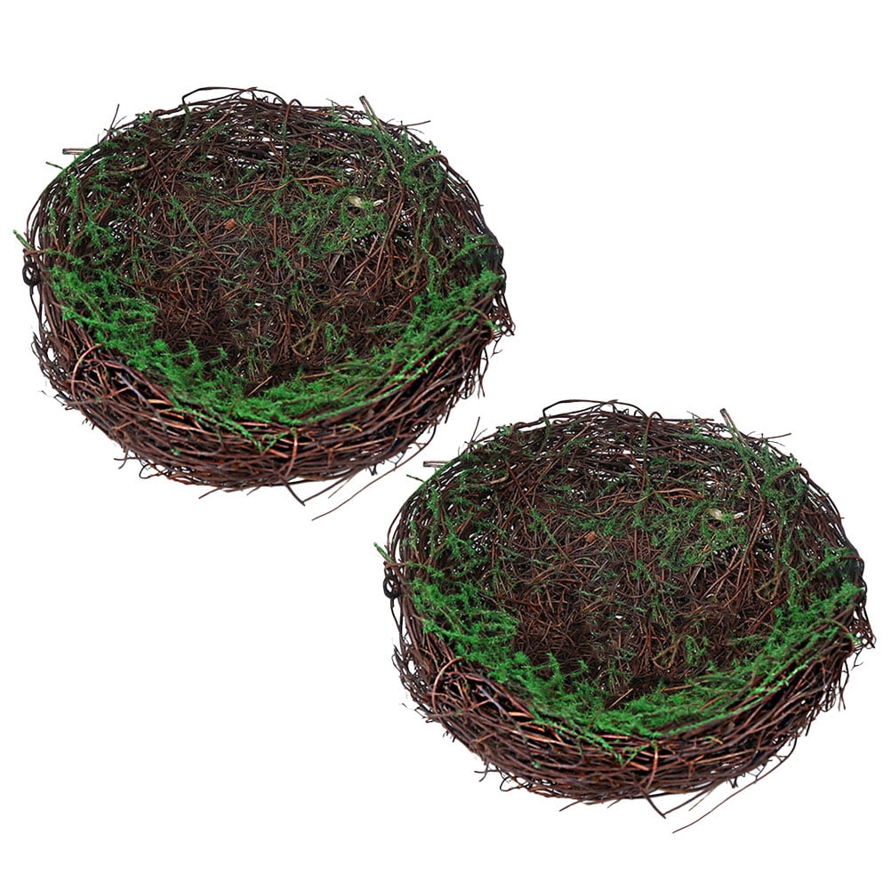 NUOLUX 2Pcs Artificial Bird Nests Decoration Bird Nest Ornament Rattan